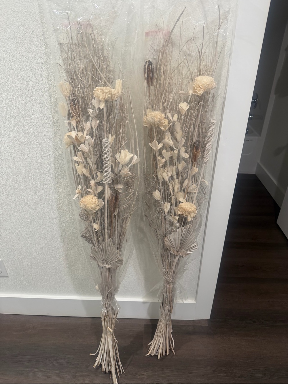 Set of 2 Dried Floral Bouquet Pair - Decorative Home Accents 57 inches tall